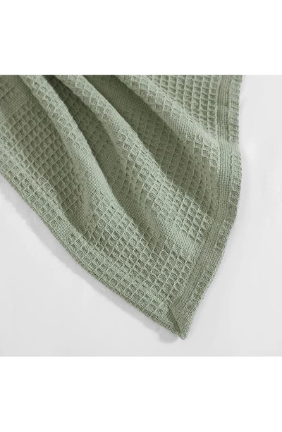Kenneth Cole Essentials Waffle Throw Blanket In Sage Green