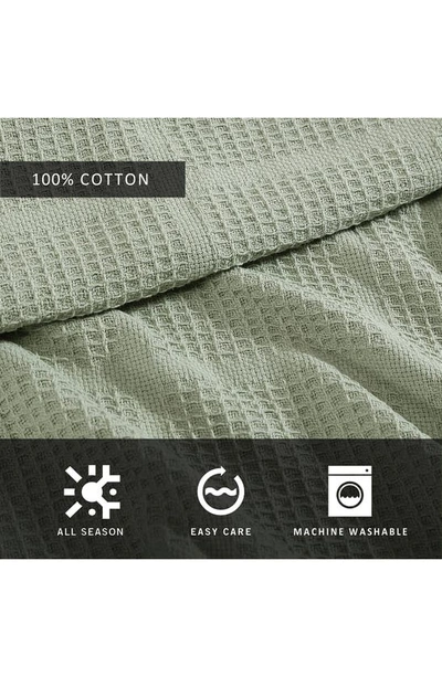 Kenneth Cole Essentials Waffle Throw Blanket In Sage Green