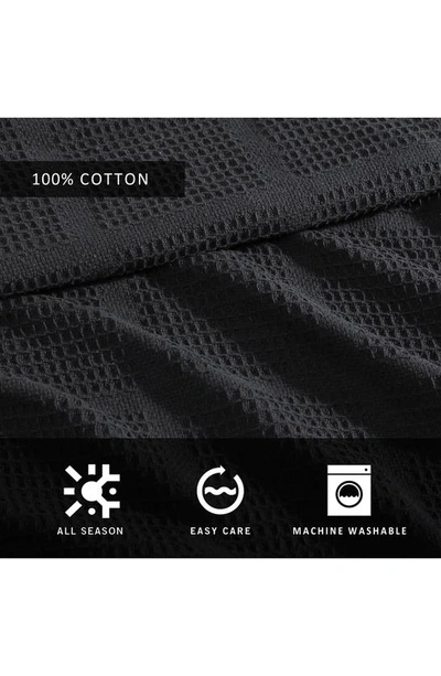 Kenneth Cole Essentials Waffle Throw Blanket In Black