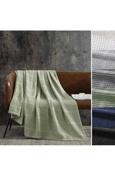 Shop Kenneth Cole Essentials Waffle Throw Blanket In Sage Green