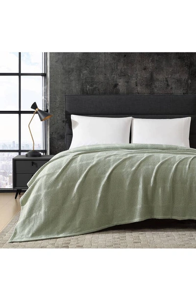 Shop Kenneth Cole Essentials Waffle Throw Blanket In Sage Green