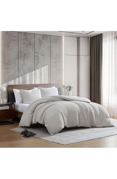 Kenneth Cole Waffle Comforter & Sham Set In Grey