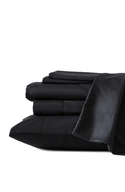 Shop Kenneth Cole Solid Recycled Polyester Sheet Set In Black