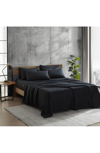 Shop Kenneth Cole Solid Recycled Polyester Sheet Set In Black