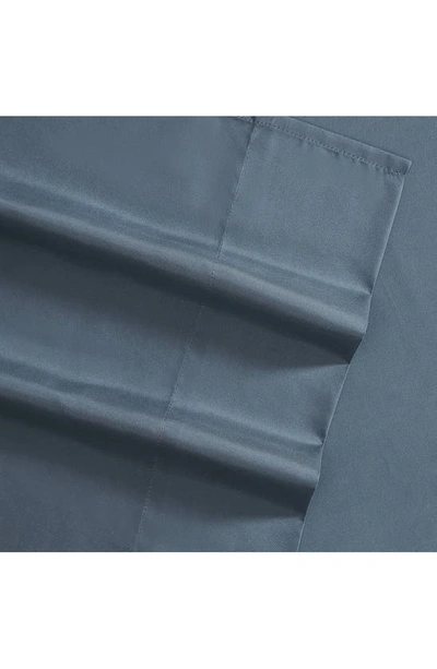 Kenneth Cole Solid Recycled Polyester Sheet Set In Denim Blue