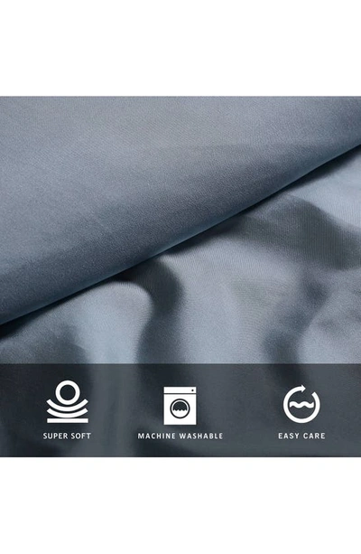 Kenneth Cole Solid Recycled Polyester Sheet Set In Denim Blue