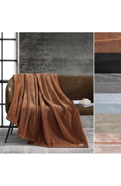 Kenneth Cole Solid Throw Blanket In Ginger Orange