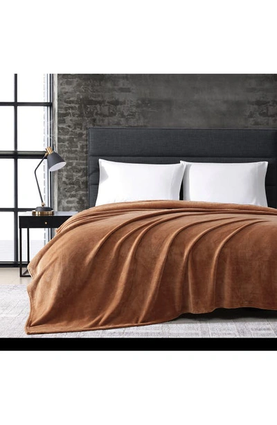 Kenneth Cole Solid Throw Blanket In Ginger Orange