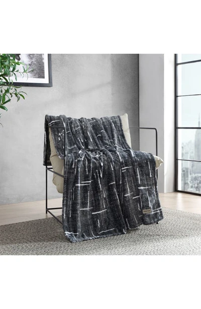 Shop Kenneth Cole Plush Throw In Charcoal