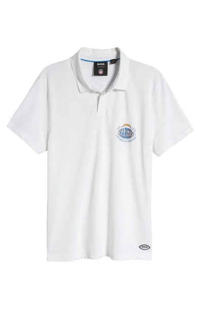 Shop Hugo Boss X Nfl Cotton Polo In Los Angeles Chargers White