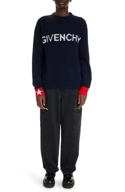 Shop Givenchy Loose Fit 4g Logo Stretch Cargo Jeans In Black