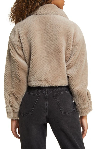 Shop Blanknyc Faux Fur Crop Jacket In Dried Mushroom