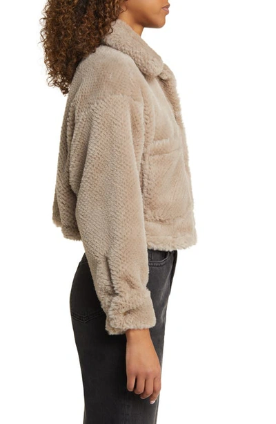 Shop Blanknyc Faux Fur Crop Jacket In Dried Mushroom