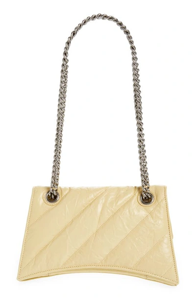 Shop Balenciaga Small Crush Quilted Leather Crossbody Bag In Butter Yellow