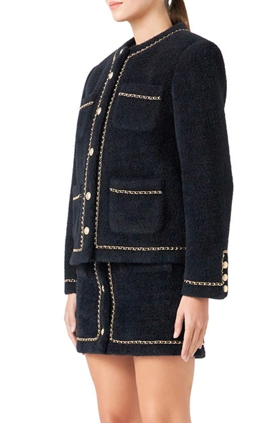 Shop Endless Rose Chain Trim Jacket In Black