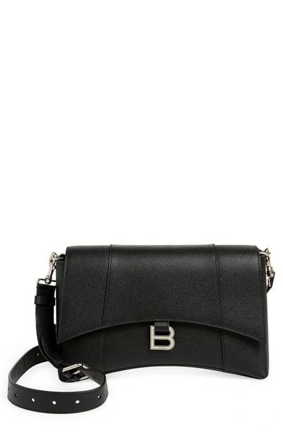 Shop Balenciaga Downtown Grained Leather Crossbody Bag In Black