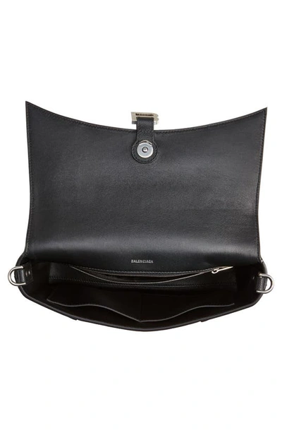 Shop Balenciaga Downtown Grained Leather Crossbody Bag In Black