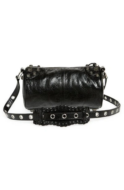Shop Balenciaga Le Cagole Lambskin Leather Cylinder Crossbody Bag In Black