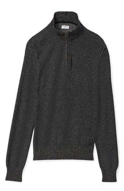 Shop Tommy John Quarter Zip Cotton Blend Sweater In Black/ Medium Heather Grey