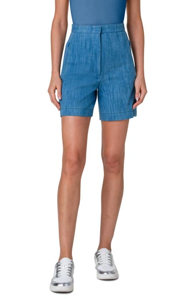 Shop Akris Punto Filia High Waist Denim Bermuda Shorts In Medium Blue Denim