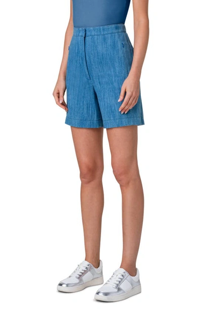 Shop Akris Punto Filia High Waist Denim Bermuda Shorts In Medium Blue Denim