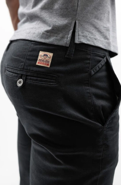 Devil-dog Dungarees Straight Leg Stretch Twill Chinos In Black
