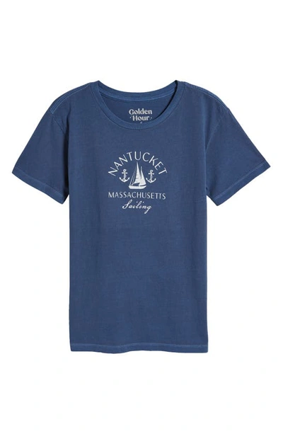Shop Golden Hour Nantucket Sailing Cotton Graphic T-shirt In Washed Medieval Blue