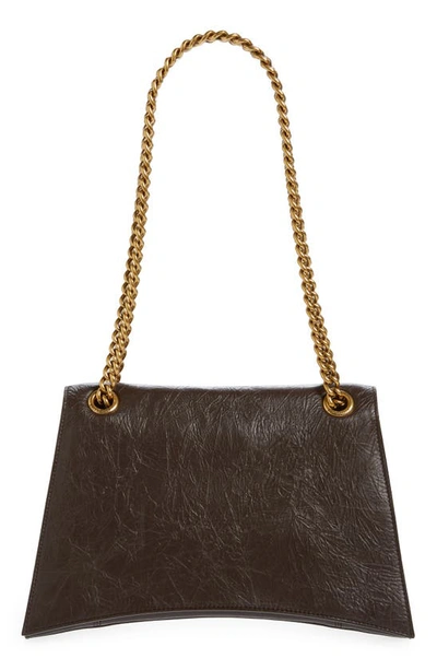 Shop Balenciaga Crush Leather Shoulder Bag In Espresso