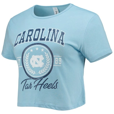 Shop Zoozatz Carolina Blue North Carolina Tar Heels Core Laurels Cropped T-shirt In Light Blue