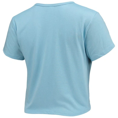Shop Zoozatz Carolina Blue North Carolina Tar Heels Core Laurels Cropped T-shirt In Light Blue