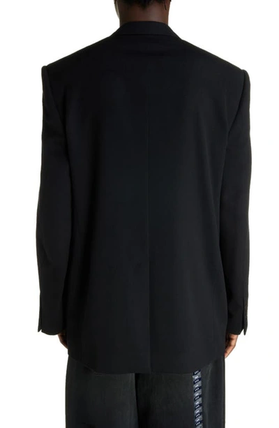 Shop Balenciaga Regular Fit Double Breasted Wool Blazer In Black