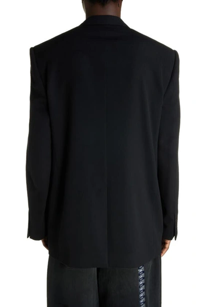 Balenciaga Double-breasted Wool-blend Blazer In Black
