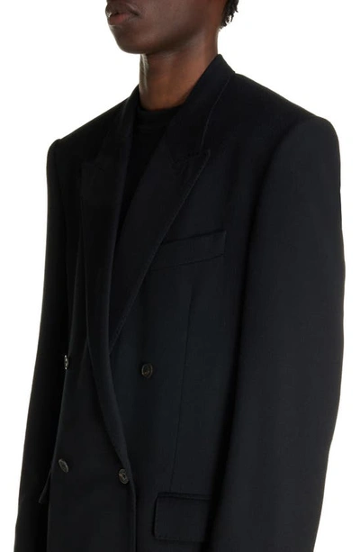 Shop Balenciaga Regular Fit Double Breasted Wool Blazer In Black