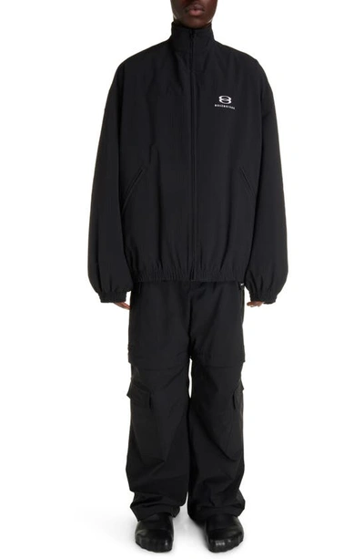Balenciaga Gender Inclusive Oversize Cocoon Kick Technical Ripstop Windbreaker In Black