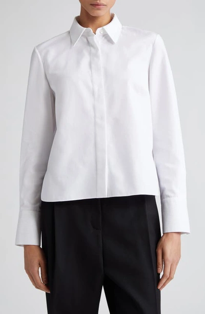 Shop Partow Brooks Cotton Button-up Shirt In White