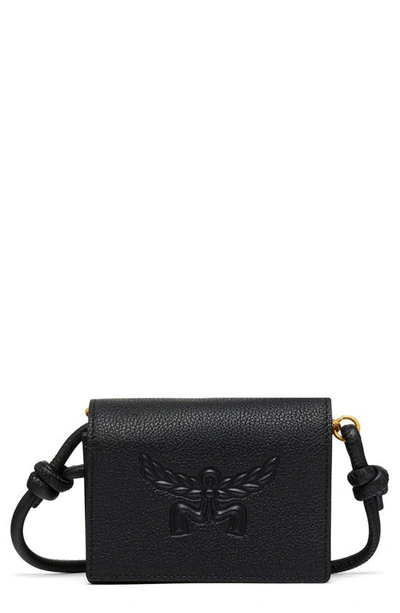 Shop Mcm Mini Lauretos Leather Card Case In Black