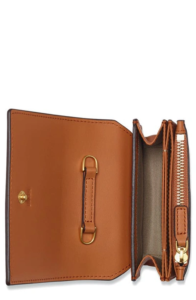 Shop Mcm Mini Lauretos Leather Card Case In Cognac