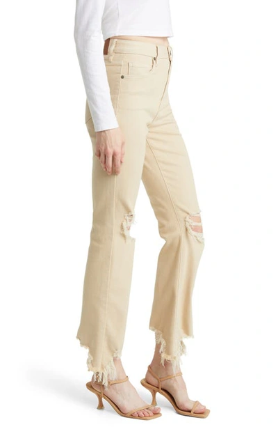 Hidden Jeans Distressed Chew Hem Straight Leg Jeans In Khaki