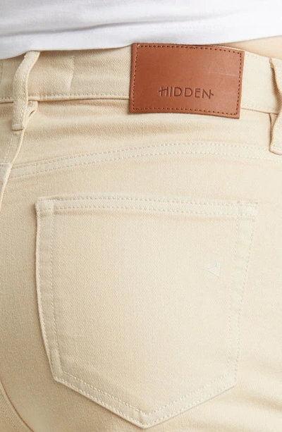 Hidden Jeans Distressed Chew Hem Straight Leg Jeans In Khaki