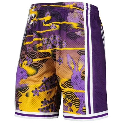 Shop Mitchell & Ness Purple Los Angeles Lakers Lunar New Year Swingman Shorts