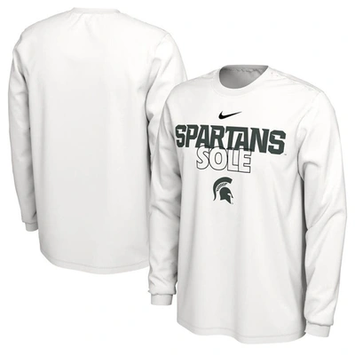 Shop Nike White Michigan State Spartans 2023 On Court Bench Long Sleeve T-shirt