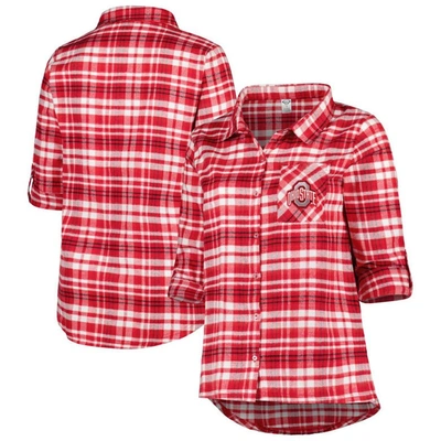 Profile Scarlet Ohio State Buckeyes Plus Size Mainstay Long Sleeve Button-up Shirt In Scarlet