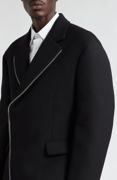 Shop Off-white Zip Trim Japanese Virgin Wool Blazer In Black