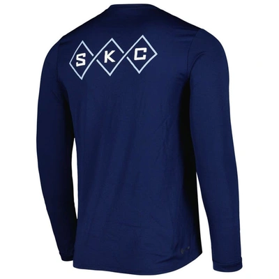 Shop Adidas Originals Adidas Navy Sporting Kansas City Jersey Hook Aeroready Long Sleeve T-shirt