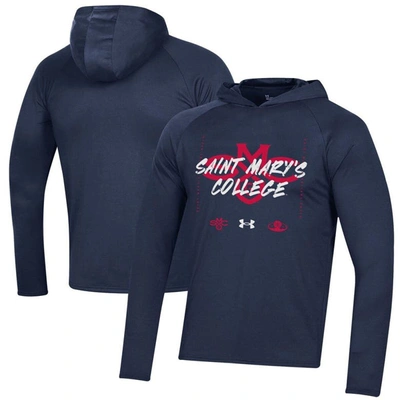 Shop Under Armour Navy Saint Mary's Gaels 2023 On Court Bench Shooting Long Sleeve Hoodie T-shirt