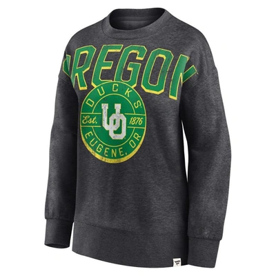 Fanatics Branded Heathered Charcoal Oregon Ducks Jump Distribution Pullover Sweatshirt In Heather Charcoal