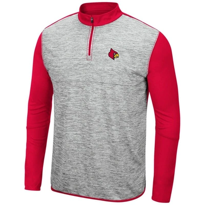Shop Colosseum Heathered Gray/red Louisville Cardinals Prospect Quarter-zip Jacket In Heather Gray