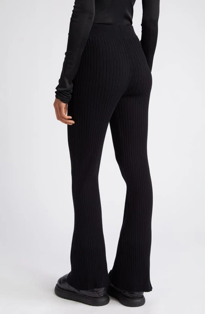 Shop Moncler Crepe Knit Straight Leg Pants In Black