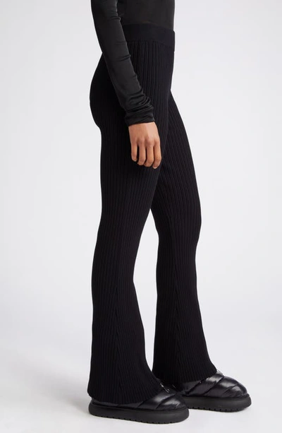 Shop Moncler Crepe Knit Straight Leg Pants In Black
