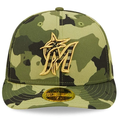 Shop New Era Camo Miami Marlins 2022 Armed Forces Day On-field Low Profile 59fifty